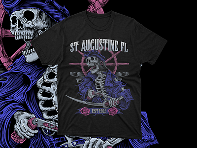 St Augustine Fl art artwork digital art digital drawing drawing illustration pirate pirate art pirate artwork pirate skull shirt design skeleton skull st augustine fl t shirt design t shirtdesign