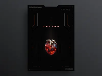 Sci-Fi Poster: CYBER HE4RT ai clean concept art cyber futuristic heart organ poster print sci fi simple
