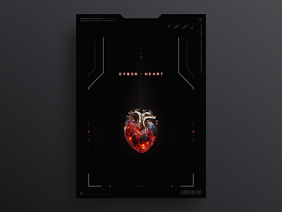 Sci-Fi Poster: CYBER HE4RT ai clean concept art cyber futuristic heart organ poster print sci fi simple