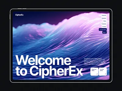 CipherEx - website concept aesthetic aesthetically big typography business clean concept crypto cryptocurrencie design gradient homepage landingpage minimal platform trending ui waves web web design webdesign
