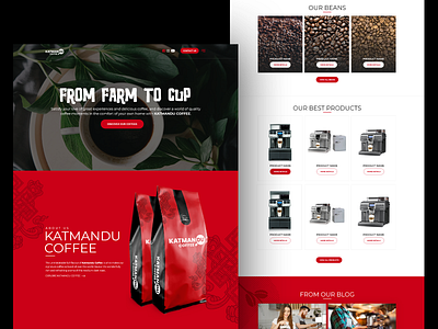 Organic Coffee and Coffee Machine clean design clean layout clean ui coffee machine website coffee website red website design ui