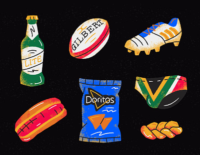 Rugby World Cup 2d adobe illustrator art beer character design chips clean design digital art hotdog icon icon design illustration rugby rugby world cup snacks sports swim world cup