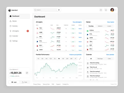 Stock Market Dashboard chart clean crypto dashboard design finance financial investment minimal money payment portfolio stock trading ui user interface ux wallet web website