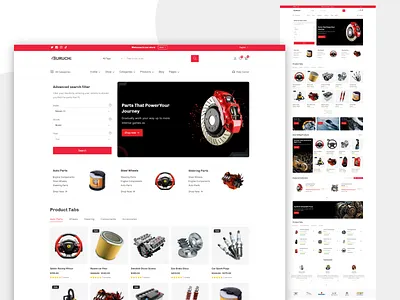 Auto-Parts Website auto auto spares automobile parts automobile website autoparts car clean website landing page minimal red shopify ui ui design uiux ux vehicle web web design web element website