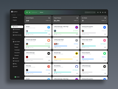 Projects page dashboard ui kit design system ui design