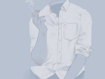 A whisp blue digital illustration editorial fashion figure drawing illustration lifestyle moody smoking vape