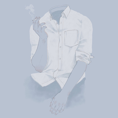 A whisp blue digital illustration editorial fashion figure drawing illustration lifestyle moody smoking vape