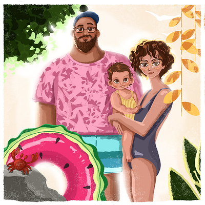 My family baby cute family father illustration mother procreate sea summer todler