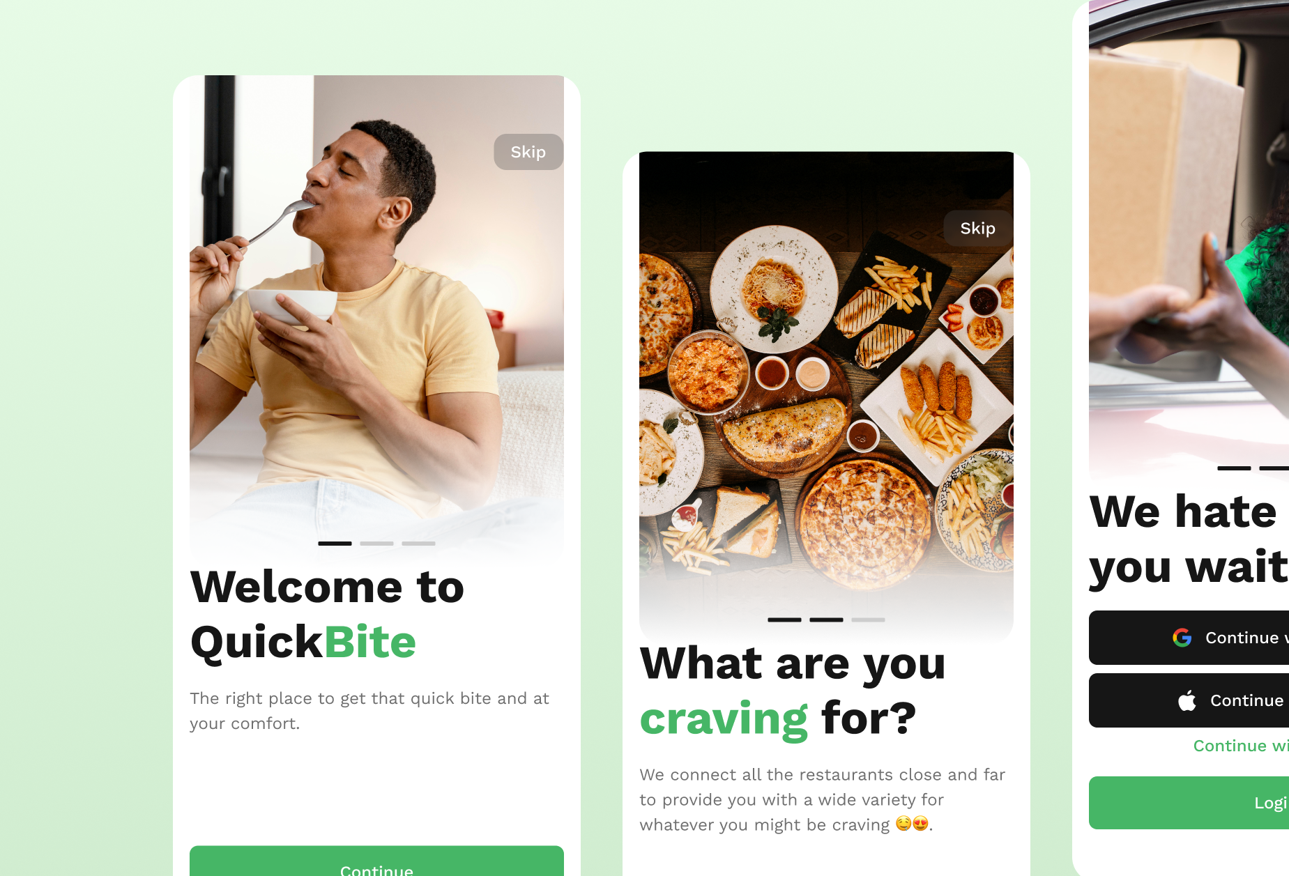Onboarding Concept - QuickBite app onboarding design food app onboarding food delivery mobile app onboarding restaurant app ui ui design