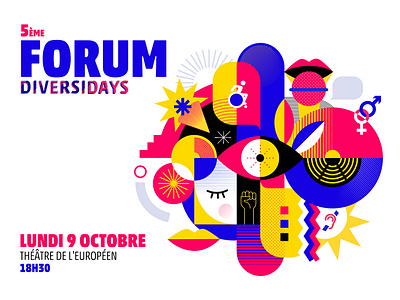 Illustration/Design 5th FORUM Diversidays branding circles colorful event forum identity illustration minimal poster shapes summit vector