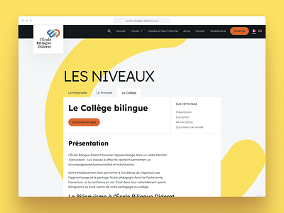 School levels page branding design graphic design school ui web webdesign yellow