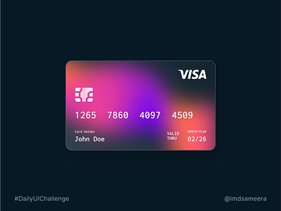 A generic credit card's front view app design credit card design credit card ui daily ui daily ui challenge mobile app design ui ui design ui design challenge uiux user experience user interface ux ux design