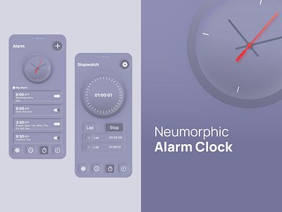 Neumorphic Alarm clock design neumorphic screen timer toggle ui userinterface ux viral watch