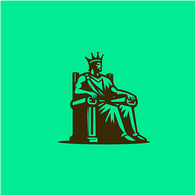 King logo 3d animation branding green king logo motion graphics sitting throne ui vector