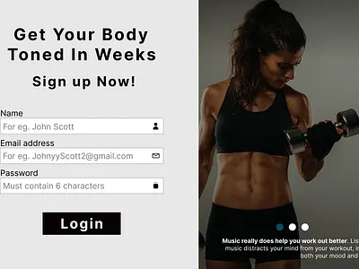 Gym Sign Up Page For Website branding graphic design ui