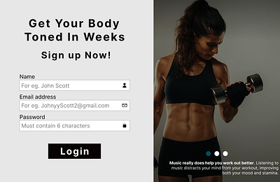 Gym Sign Up Page For Website branding graphic design ui