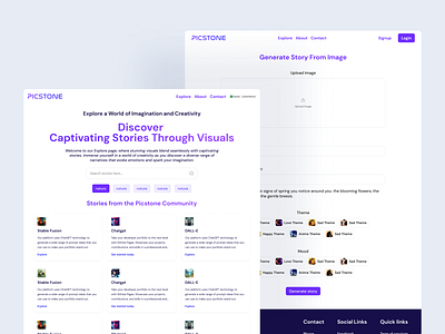 Picstone - Generate Story from Images figmadesign picstone story generation ui