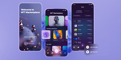 NFT Marketplace Mobile App | Figma | Flutter crypto art design ecommerce figma marketplace mobile app mobile design nft nft art saas ui uiux ux