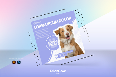 Pet Social Media Poster adobe photoshop animals art branding concept creative design designer designinspiration dog dribbble graphicdesigner illustration pet poster purple simple