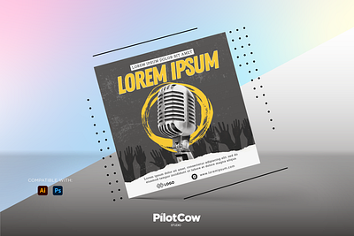 Concert Social Media Poster adobe photoshop art branding concept concert creative design designer designinspiration dribbble graphicdesigner grey illustration mic people poster simple yellow