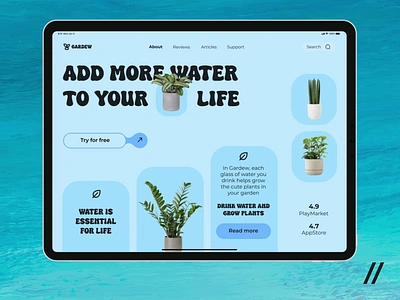 Water Intake Tracker Web Platform animation dashboard design garden homepage landing landing page motion online platform track ui uiux ux water web web interaction web ui website