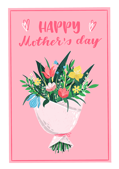 Happy mother’s day cards flowers illustration mother day painting