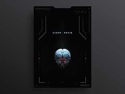 Sci-Fi Poster: CYBER-BR4IN ai clean dark figma futuristic grid midjourney photoshop poster print sci fi simple