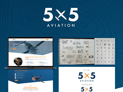 Aviation Brand Identity - 5X5 Aviation branding graphic design logo presentation typography web design