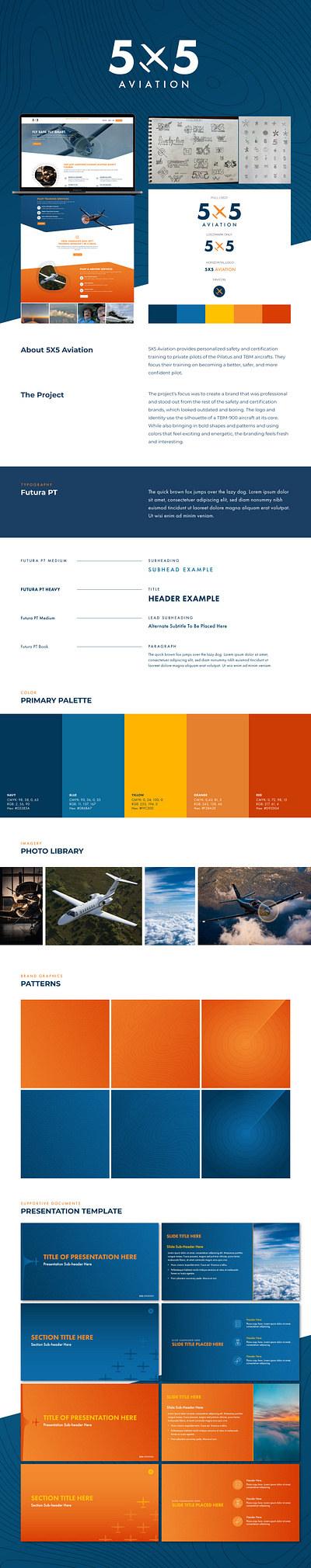 Aviation Brand Identity - 5X5 Aviation branding graphic design logo presentation typography web design