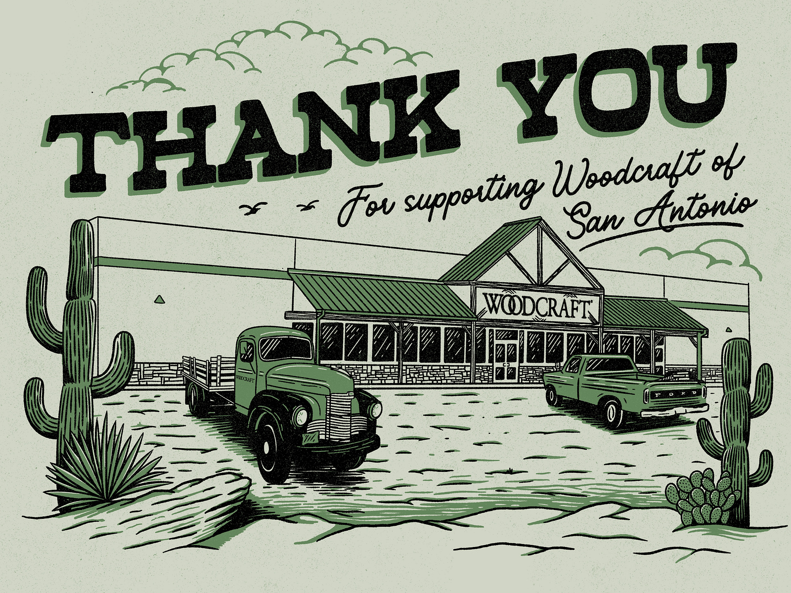 Woodcraft of San Antonio - Thank You Card by Jessica Green on Dribbble