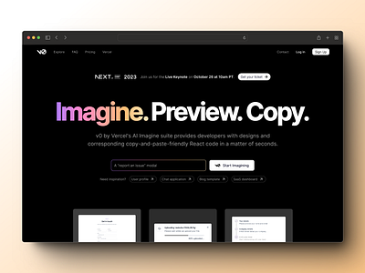 v0 by Vercel - SaaS for AI-powered generative user interfaces ai landing page saas saas design ui v0 by vercel vercel website design website design for saas website for saas