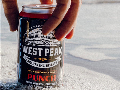 West Peak alcohol branding can design logo ocean packaing seltzer typography wave