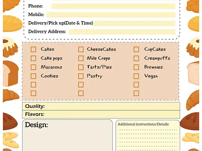 Bakery Order Form Template bakery order bakery order form graphic design
