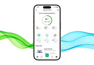 NutriCoach; Diet App app calorie design diet food health mobile ui ux workout