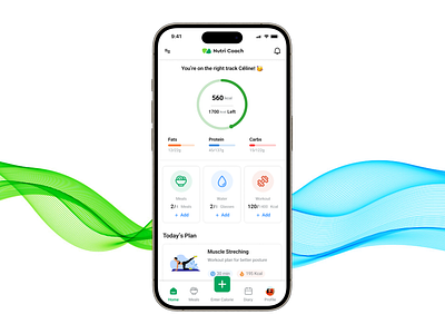 NutriCoach; Diet App app calorie design diet food health mobile ui ux workout
