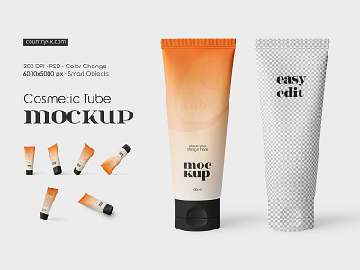 Cosmetic Tube Mockup Set beauty body care cosmetic cream face gel hair haircare lotion mockup mockups package product shampoo shaving soap sun protection toothpaste tube