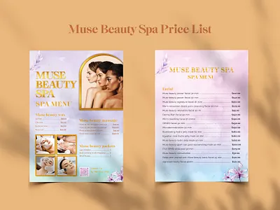 Muse Beauty Spa Price List beauty beauty spa body massage brochure business flyer catalog creative flyer design flyer design graphic design menu menu design price list product product catalog salon social media post spa spa menu vip
