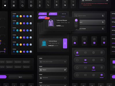 Design System : Colors, Typography, AutoLayout and Components app autolayout branding color theory component components creative dark theme design design system ecommerce graphic design icon illustration logo product typography ui ux web