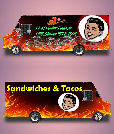 Lucky Truck design in Adobe Illustrator 3d animation branding design graphic design logo lucky trucktacos