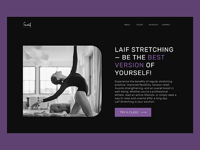 Landing page for stretching school school stretching ui ux web design