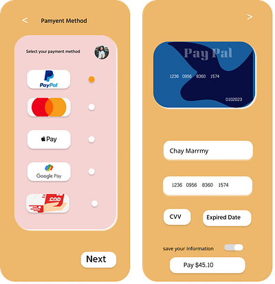 Payment Method app design figma payment app payment method payment ui paypal payment ui ui app design uiux design