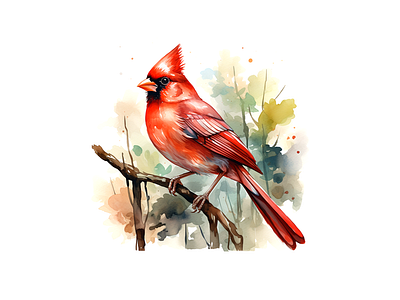 Red cardinal illustration cardinal portrait