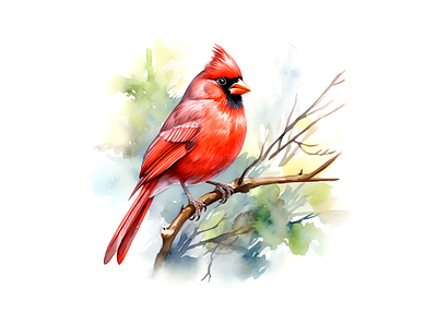 Red cardinal illustration cardinal portrait