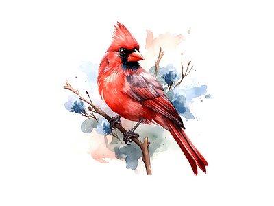 Red cardinal illustration cardinal portrait