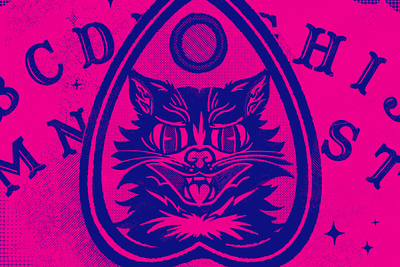 Friday the 13th Ouija Cat 13 black cat cat friday friday the 13th illustration ouija procreate retro texture vintage