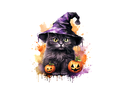 Halloween cat illustration joyful