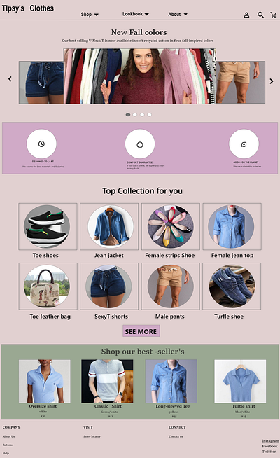 Tipsy clothes store ui ux
