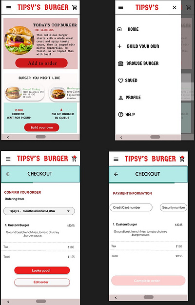 Tipsy burger graphic design ui ux