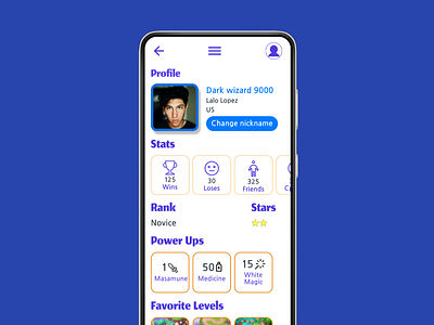 Mobile gaming user profile UI design app design game mobile mobilgame ui ux uxdesign