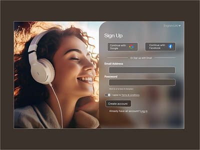 Sign Up Page for Music Site dailyui graphic design motion graphics ui